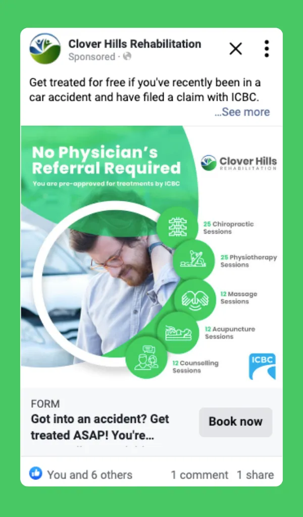 Clover Hills Rehabilitation's Facebook ad