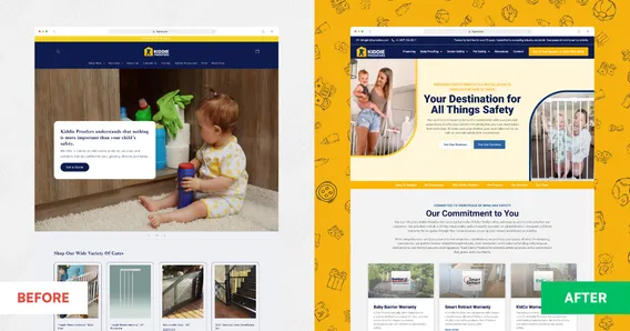 Kiddie Proofers: Web Design, before and after