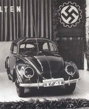 Volkswagen logo with a German Nazi flag