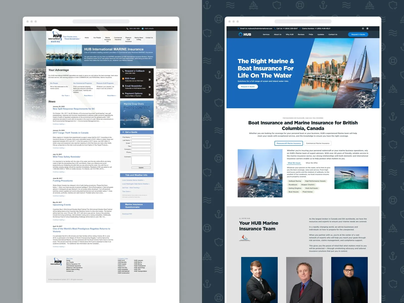 HUB Marine's new website