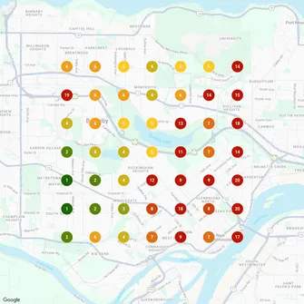 Starting near the bottom in Burnaby