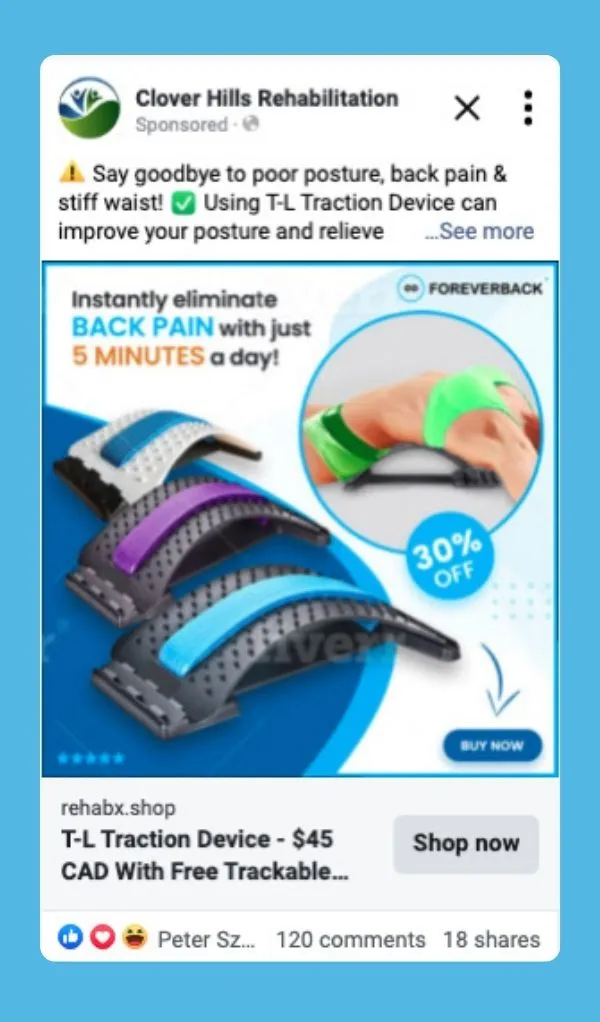 Rehab X's Facebook ad