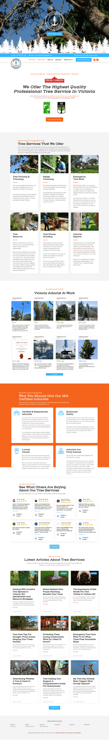 Anchor Tree Service website after the redesign