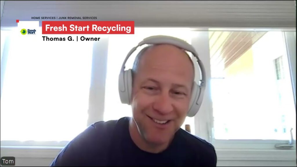 Thomas Goodall, Owner of Fresh Start Recycling & Disposal, speaking in a video testimonial