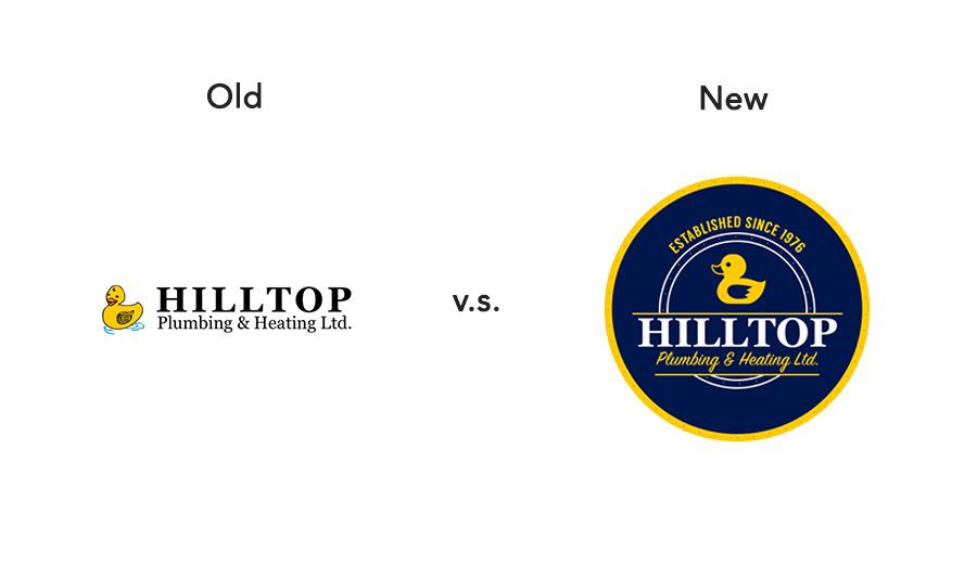 Hilltop logo, before and after